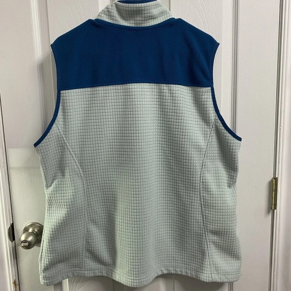 Lands' End Teal& Light Blue‎ Fleece Sleeveless Women's Full Zip Vest Sz.1X